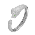 Bracelet Panthère Femme – Manchette Sertie de Zircons en Acier Inoxydable Doré, Argenté ou Or Rose