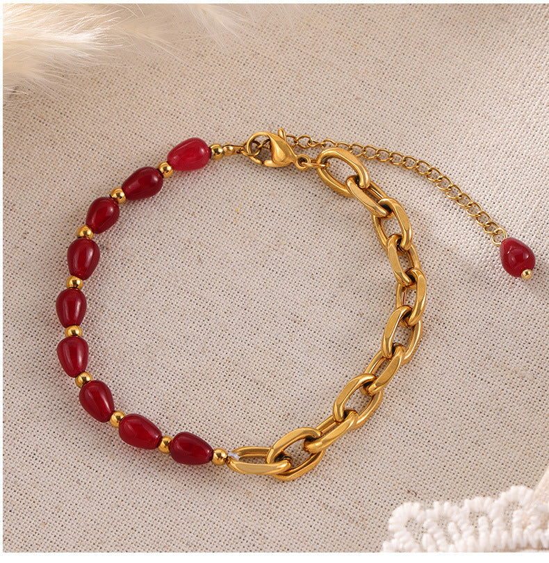 Ensemble Bijoux Élégants en Agate Rouge