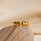 Bague femme ajustable pastilles rondes  Acier inoxydable plaqué or ou argent