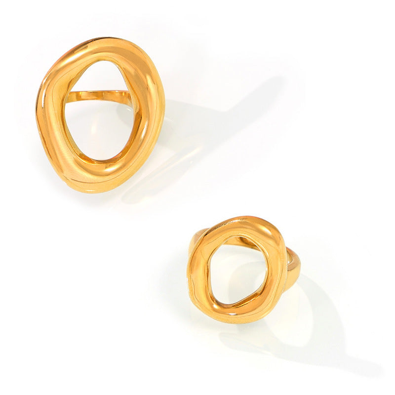 Bague Design Organique Dorée – Acier doré à l'or fin  Ajouré (Petit & Grand)
