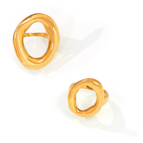 Bague Design Organique Dorée – Acier doré à l'or fin  Ajouré (Petit & Grand)