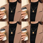 Collier Pendentif Rétro Maillard  Effet Œil de Tigre & Acier Hiver