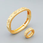 Bracelet Femme – Manchette Florale en Acier Inoxydable Doré ou Argenté