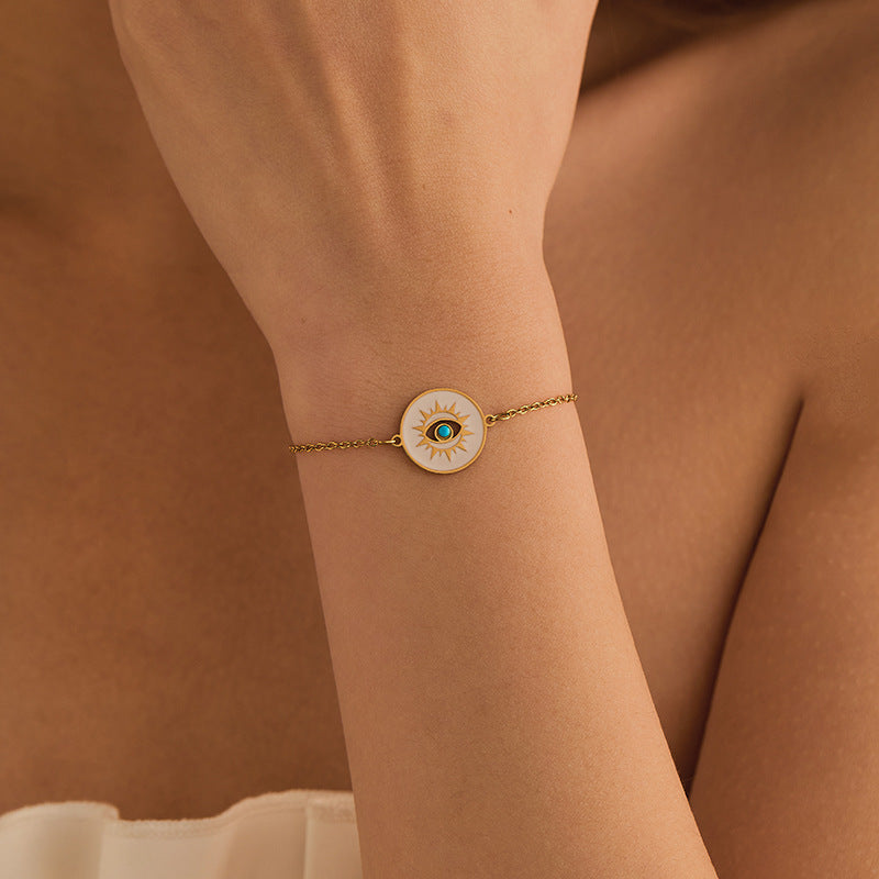 Bracelet doré œil protecteur en acier inoxydable  Amulette porte-bonheur | Arbre de vie, main magique & symboles spirituels