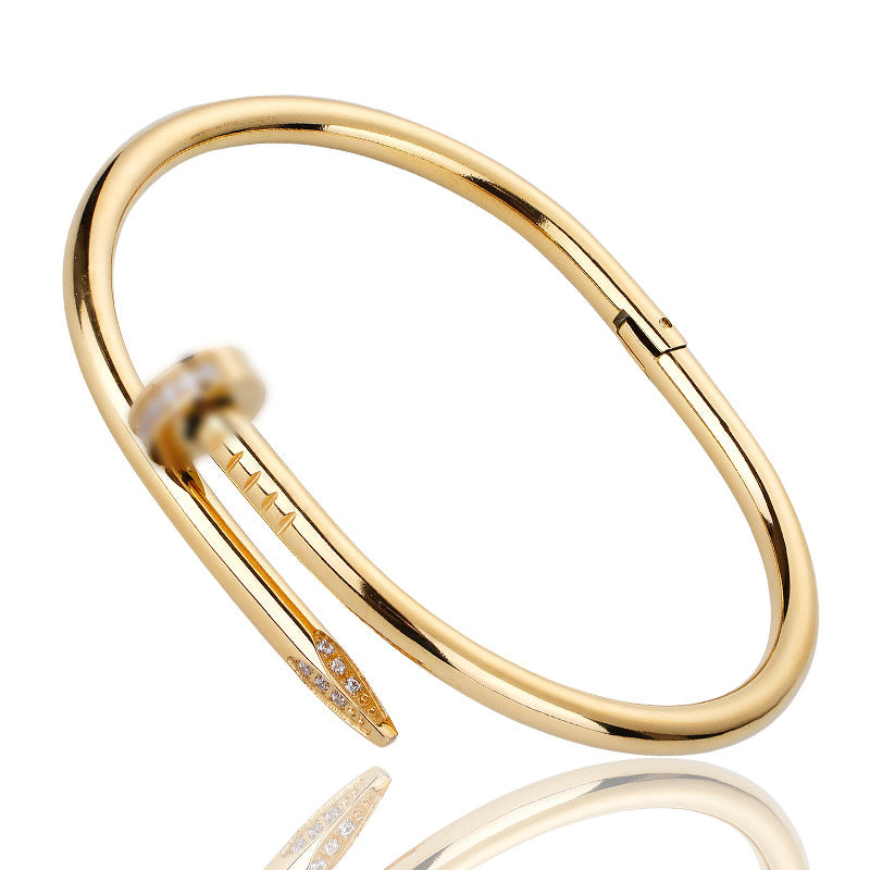Bracelet Clou Femme – Acier Inoxydable & Plaqué Or 18K