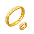 Bracelet Femme – Manchette Florale en Acier Inoxydable Doré ou Argenté