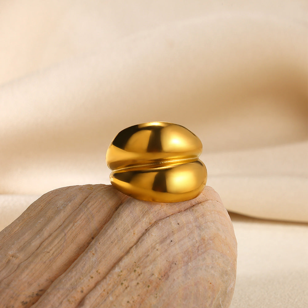 Bague Large Femme  Acier Inoxydable Plaqué Or ou Argenté