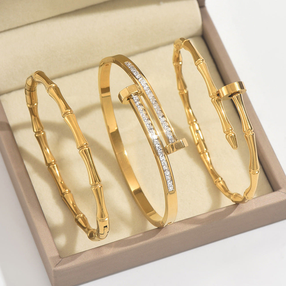 Bracelets Mode Chic  Acier Inoxydable Plaqué Or