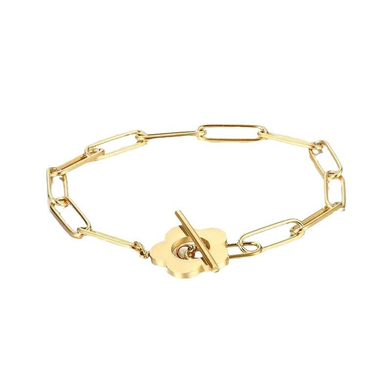 Flower Hoop   Set Collier, Bracelet & Boucles  A cier inoxydable Dorés