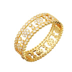 Bracelet Femme – Manchette Sertie de Pierres en Acier Inoxydable Doré, Argenté