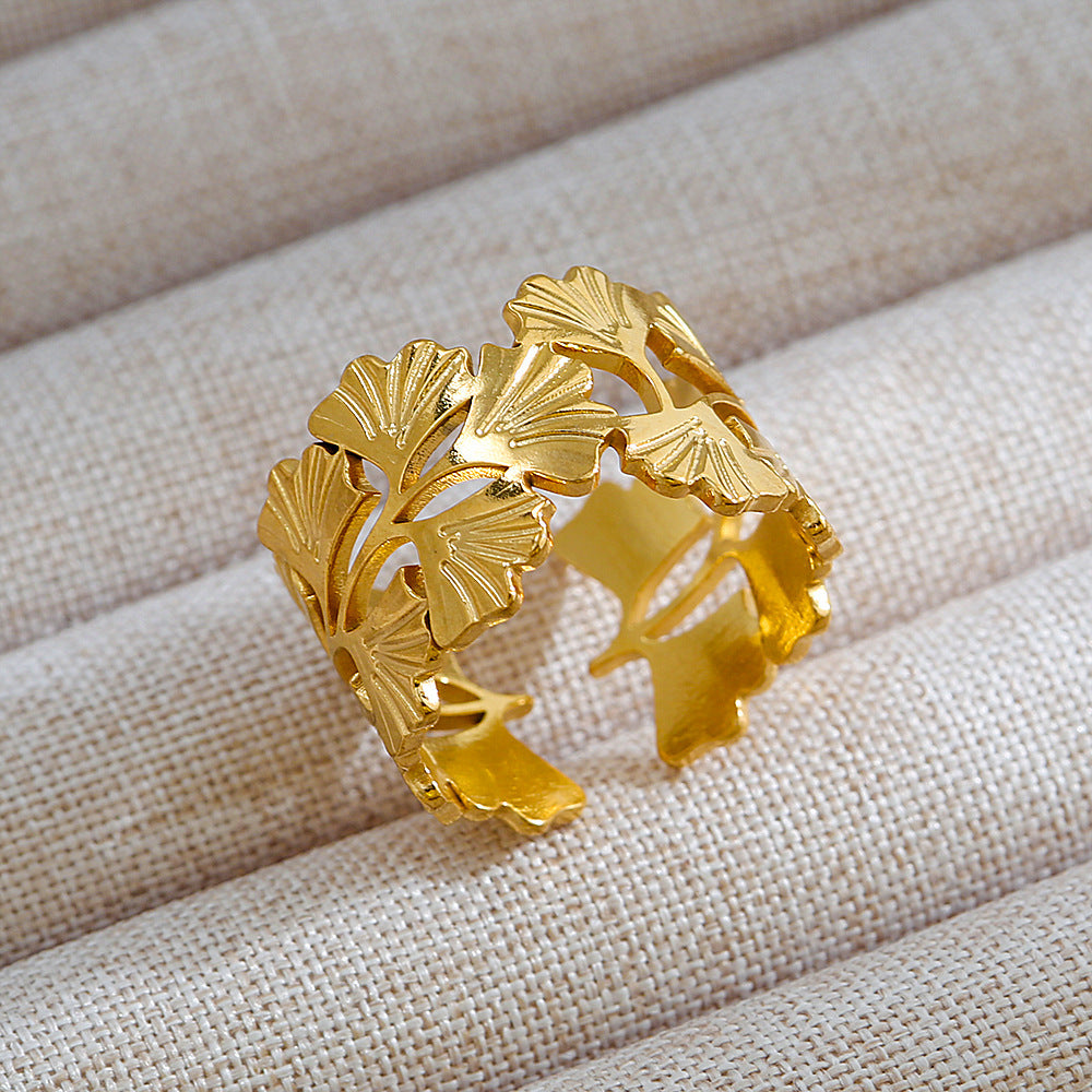Bague Golden Leaf  Feuillage Doré Plaqué Or 18K