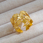 Bague Golden Leaf  Feuillage Doré Plaqué Or 18K