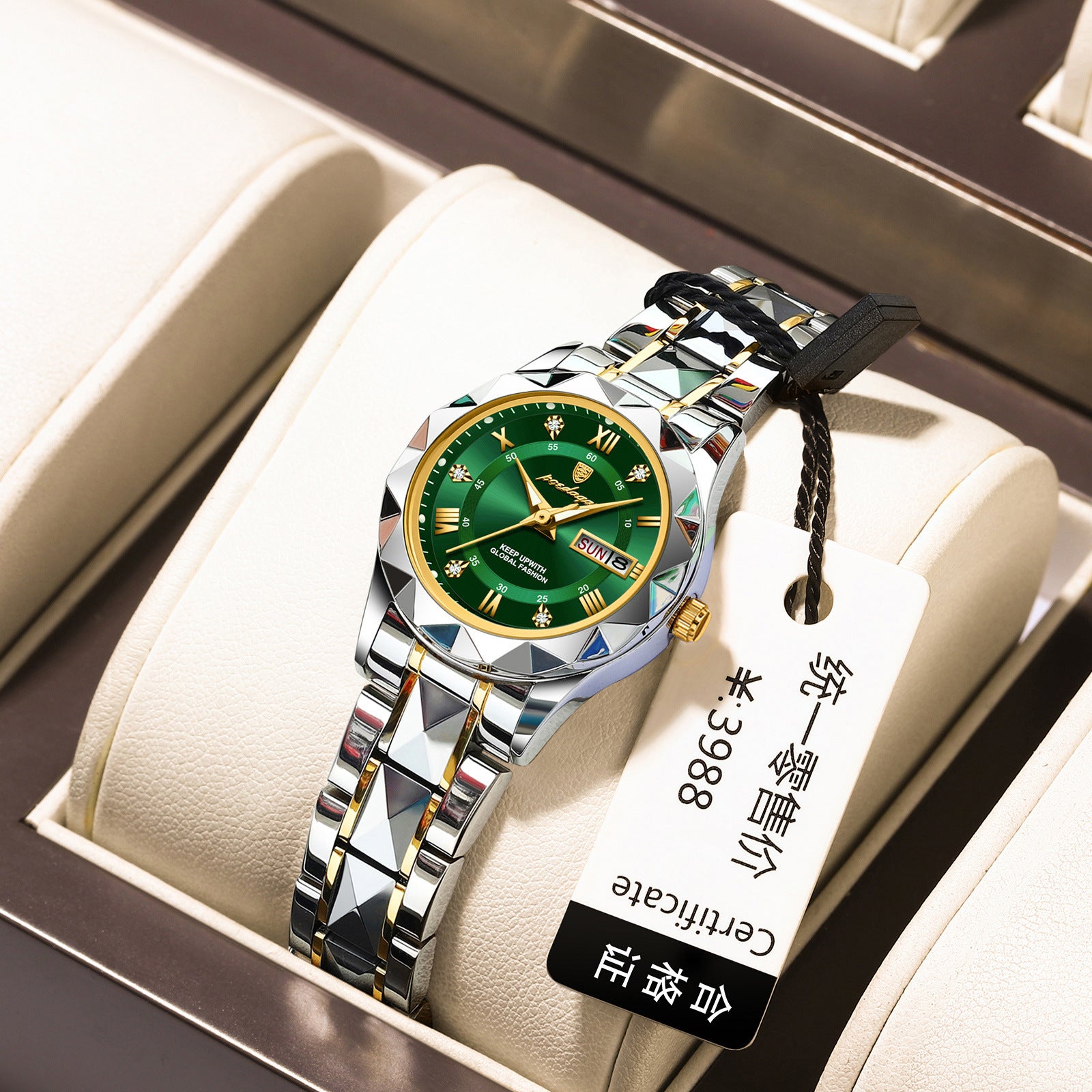 Montre Femme Suisse Étanche  POEDAGAR 306 Double Calendrier Quartz Lumineux