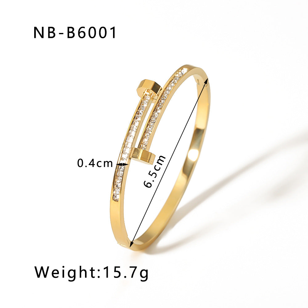 Bracelets Joncs Dorés en Acier Inoxydable