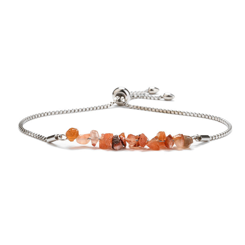 Bracelet pierres naturelles brutes  Acier inoxydable doré ajustable | Bijou énergétique & spirituel femme