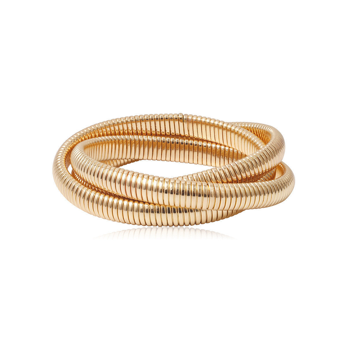 Bracelet Jonc Triple Tour Doré – Style Punk Chic Femme