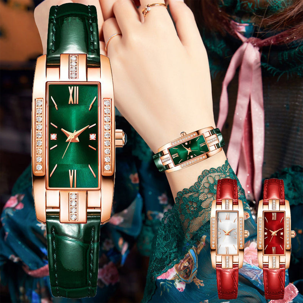 Montre Femme Vintage Rectangulaire  Quartz Mode avec Strass Description