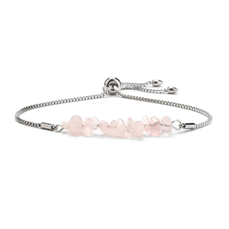 Bracelet pierres naturelles brutes  Acier inoxydable doré ajustable | Bijou énergétique & spirituel femme