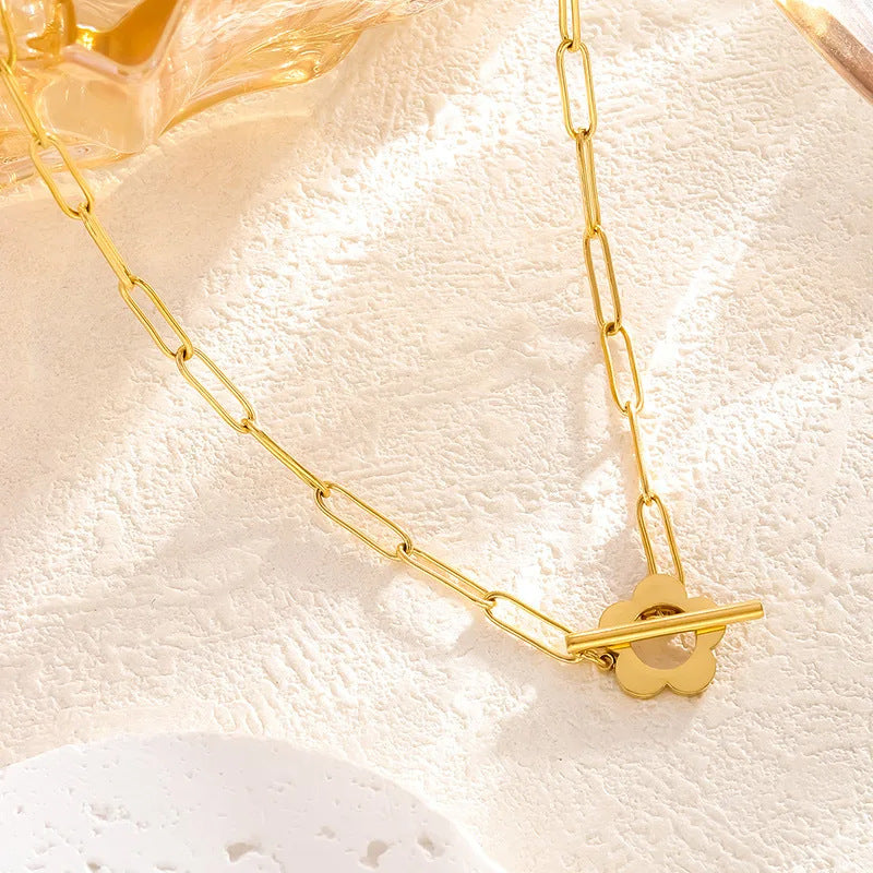 Flower Hoop   Set Collier, Bracelet & Boucles  A cier inoxydable Dorés