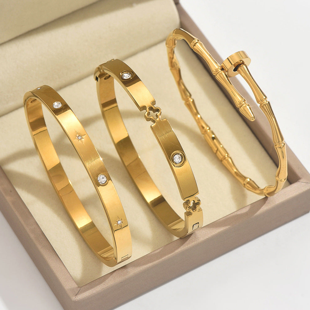 Bracelets Mode Chic  Acier Inoxydable Plaqué Or