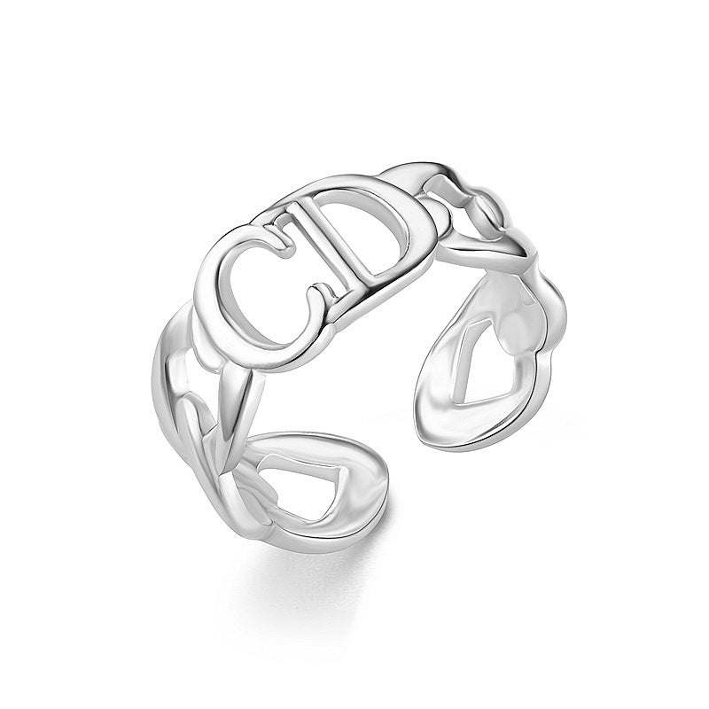Bague en acier inoxydable ajustable dorée ou argentée