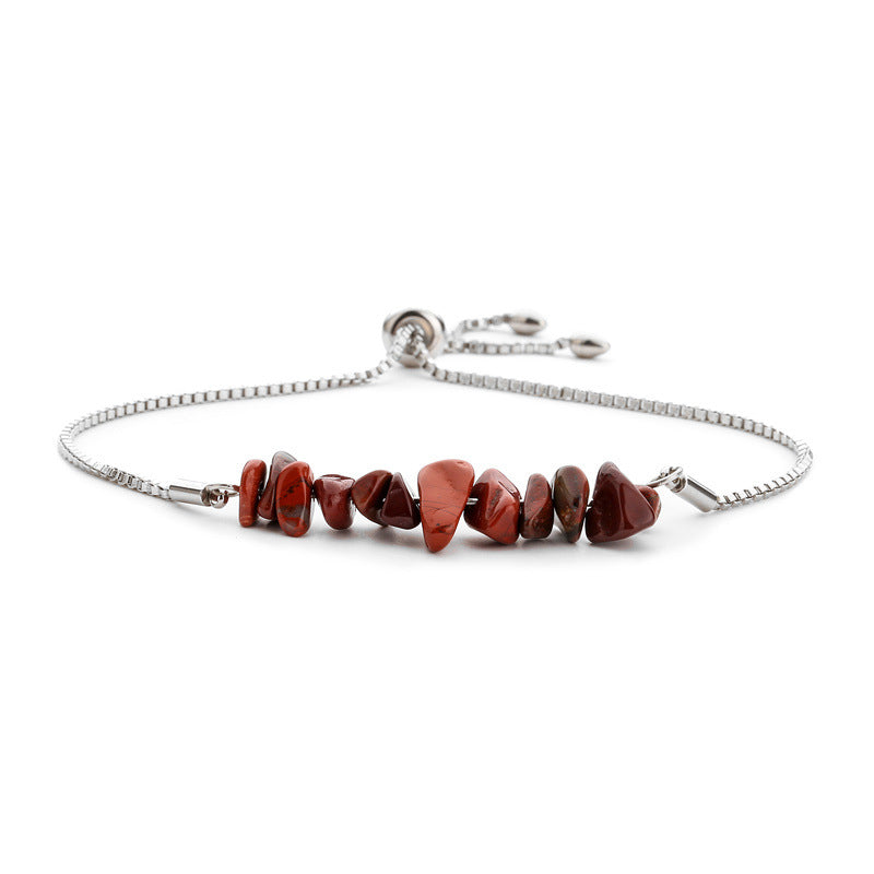 Bracelet pierres naturelles brutes  Acier inoxydable doré ajustable | Bijou énergétique & spirituel femme