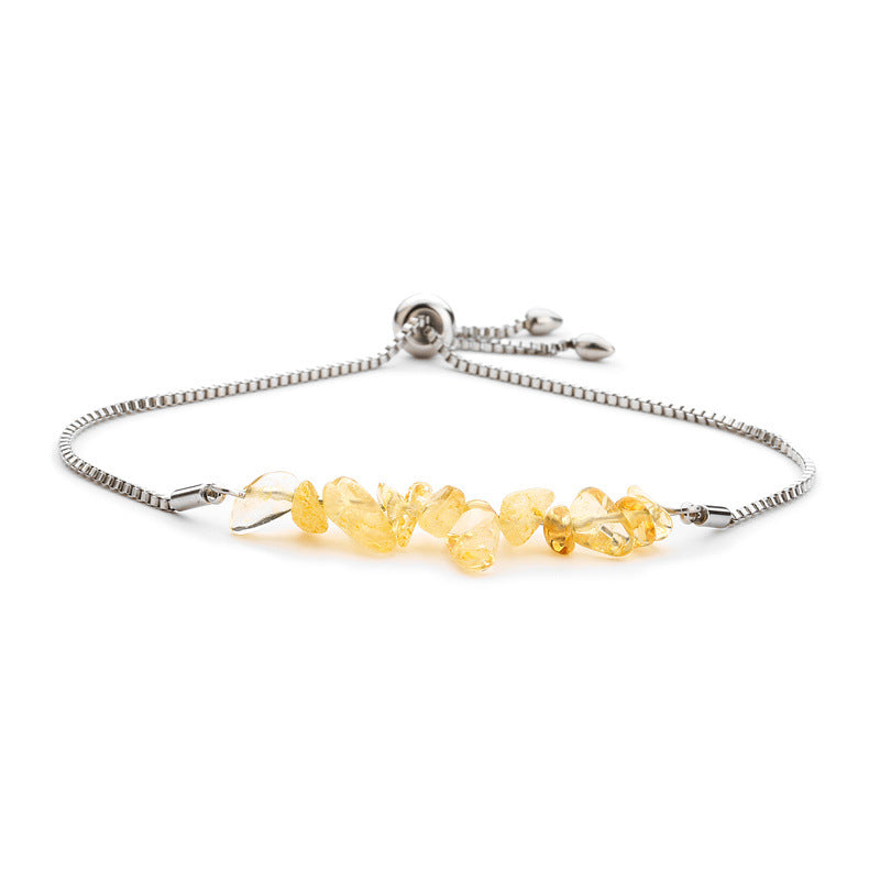 Bracelet pierres naturelles brutes  Acier inoxydable doré ajustable | Bijou énergétique & spirituel femme