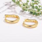 Boucles d'oreilles créoles polies  Or & Or blanc | Bijoux femme élégants en acier