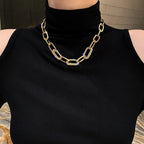 Collier Femme Gros Maillons Dorés avec Zircons – Bijou Tendance Chic et Élégant
