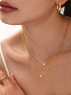 Collier Double Rang Perle & Étoile – Acier Argenté ou Doré Hypoallergénique