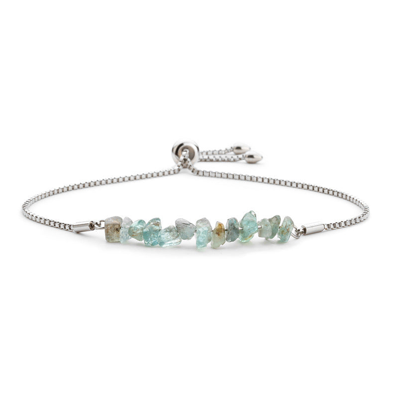 Bracelet pierres naturelles brutes  Acier inoxydable doré ajustable | Bijou énergétique & spirituel femme