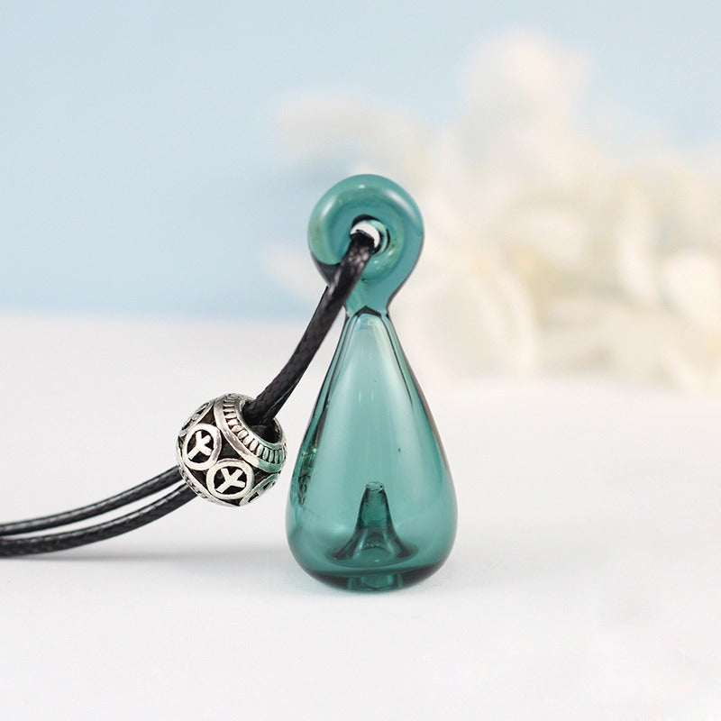 Collier diffuseur d'huiles essentielles en verre  Pendentif parfum élégant | Bijou bien-être & cadeau original