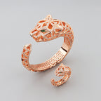 Bracelet Panthère Femme – Manchette en Acier Inoxydable Doré, Argenté ou Or Rose