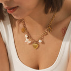 Amira - Collier Charms fait main  en acier inoxydable