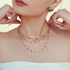 Colliers Fins en Acier Doré – Chaîne Serpent & Pierres Naturelles (4 Variantes) Hypoallergéniques