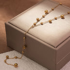 Collier long femme en acier   Chaîne gouttes multiples dorée ou argentée, style chic et tendance 18K