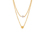 Collier Double Rang Perle & Étoile – Acier Argenté ou Doré Hypoallergénique