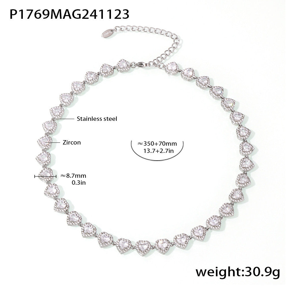 Ensemble Mystery Love  Collier & Bracelet Dorés en Acier Inoxydable et Zircons Colorés