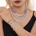 Ensemble Mystery Love  Collier & Bracelet Dorés en Acier Inoxydable et Zircons Colorés