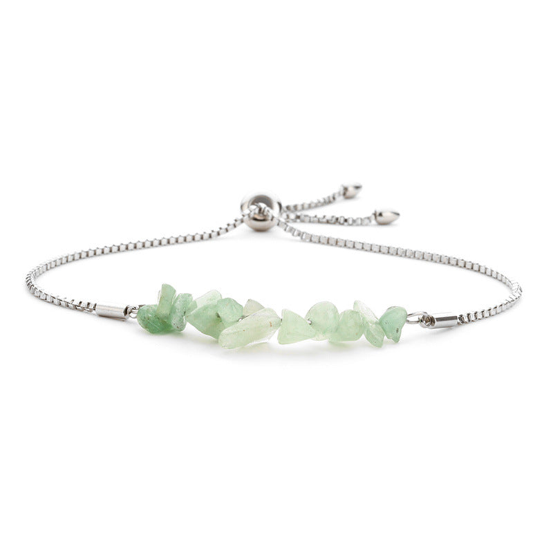 Bracelet pierres naturelles brutes  Acier inoxydable doré ajustable | Bijou énergétique & spirituel femme