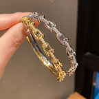 Bracelet Femme en Acier Inoxydable – Plaqué Or 18K avec Zircons Étincelants