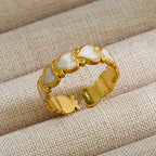 Bague Heart Glow  Cœurs Nacrés Plaqué Or 18K