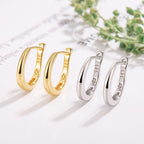 Boucles d'oreilles créoles polies  Or & Or blanc | Bijoux femme élégants en acier