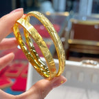 Bracelet Luxe Rigide Motifs Orientaux Gravés