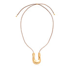 U-shaped Collier Tendance Femme  Pendentif Doré Sculptural sur Cordon Cuir Ajustable