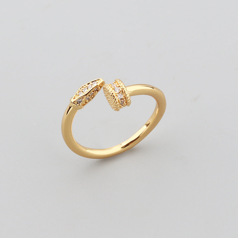 Bague Femme en Acier Inoxydable – Design Clou avec Pierres Micro-Incrustées (Copie)