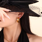 Boucles d'oreilles Oeil de Tigre Doré  Acier inoxydable et pierre naturelle