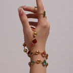 Bracelet  Doré Enigma Super Flash Verre Tchèque & Acier Inoxydable 18K