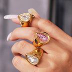 Bague en Acier Inoxydable et Zircon