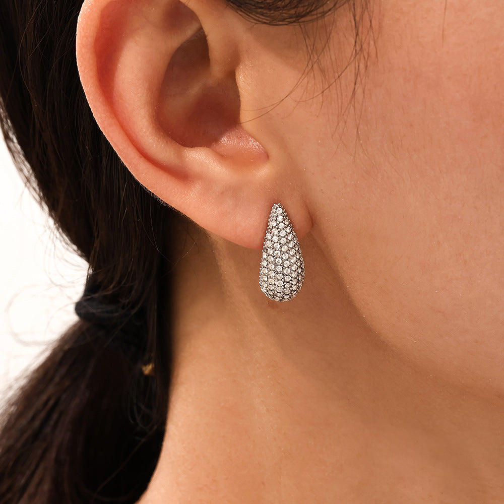 Boucles d'oreilles Goutte d'Éclat  Acier inoxydable doré et zircon scintillant